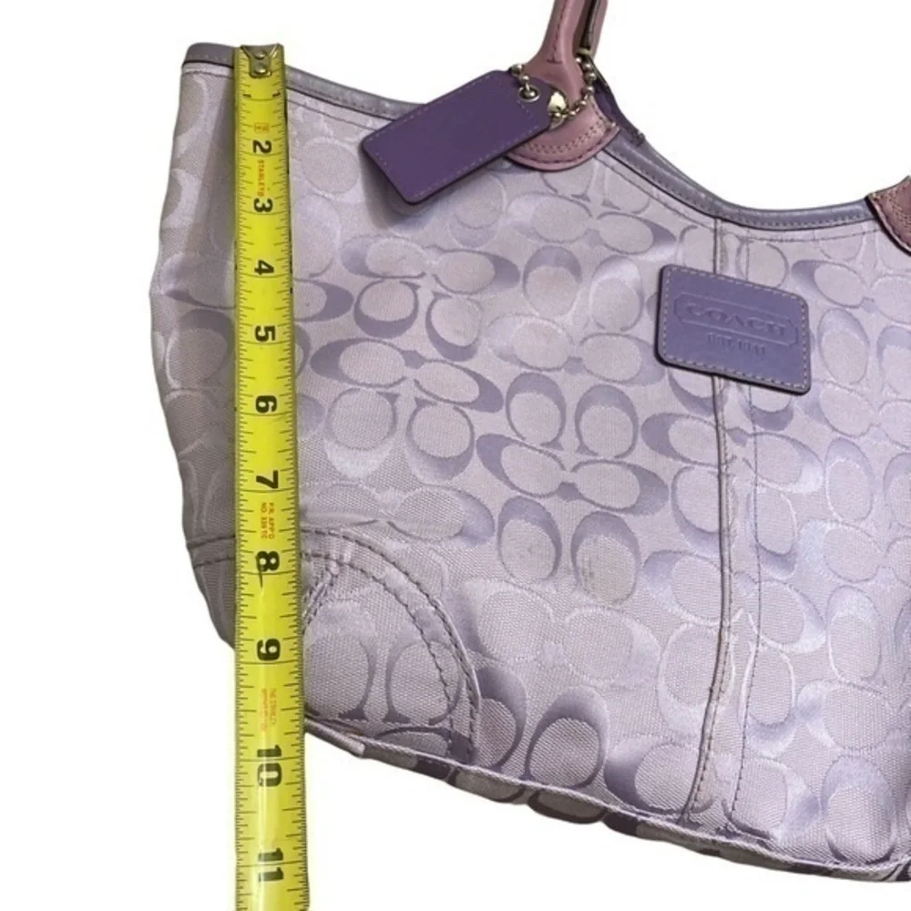 Coach rare purple leather and canvas signature c tote bag